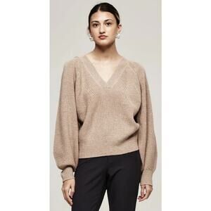 The Reset Pure Wool The Must Have V Sweater in Camel Brown Womens Small